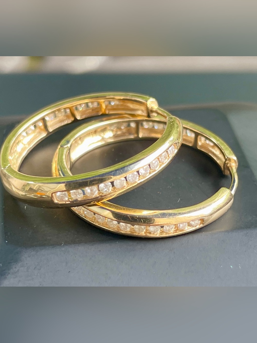14K Solid Gold .5tcw Natural Diamond Hoop Earrings. 6.3 Total Gram Weight. NWOT